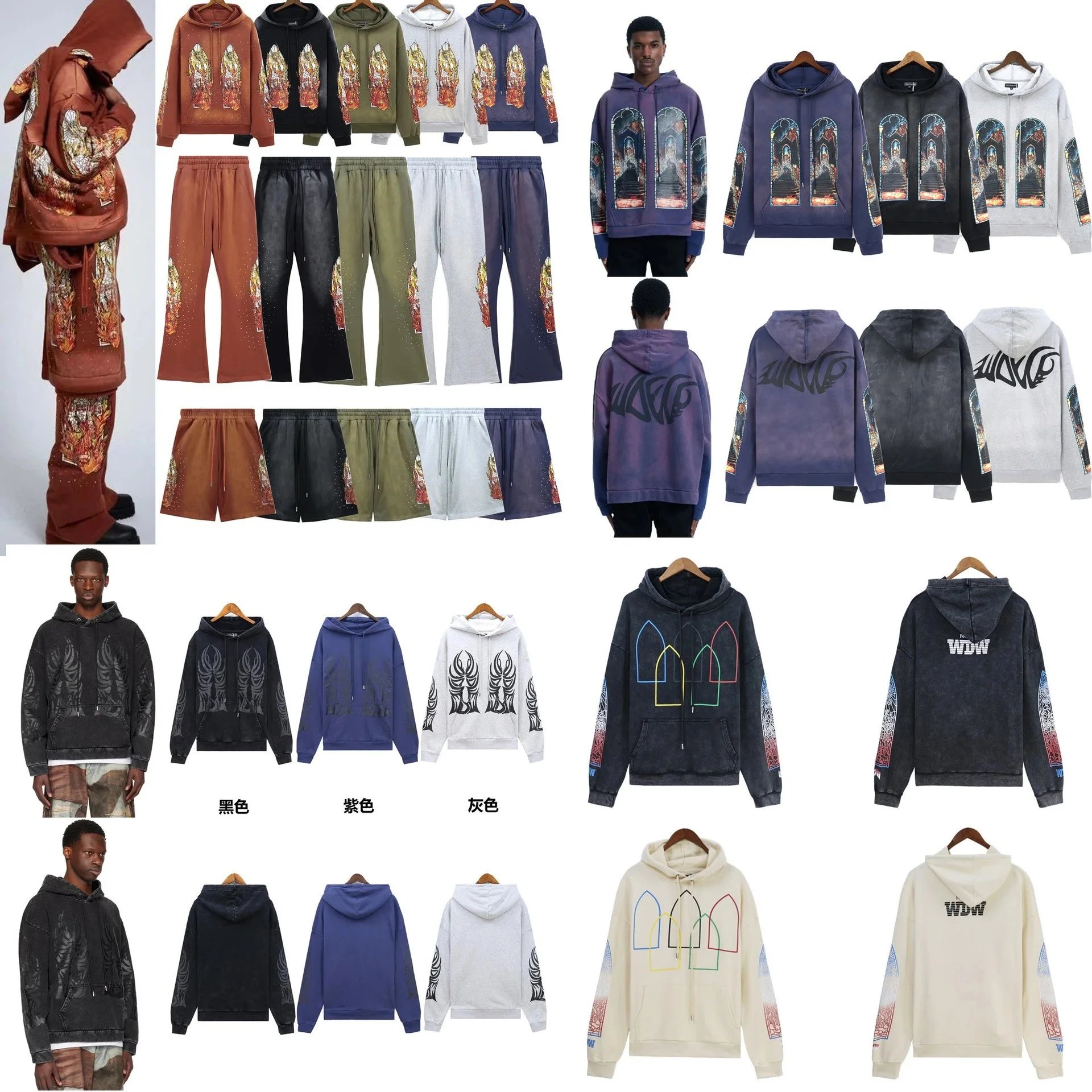 WDW Hoodie Sweatshirt Men's Streetwear Fashion Graphic Print Pullover