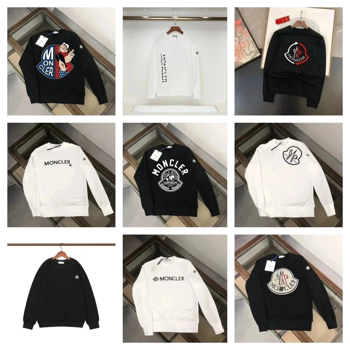 Moncler Sweatshirts for Men and Women - Premium Logo Crewneck Sweaters