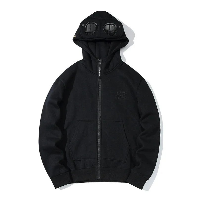 C.P. COMPANY Black Hoodie with Goggle Hood Design