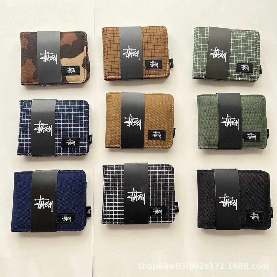 Stussy Wallets Men's Fashion Canvas Bi-Fold Wallets