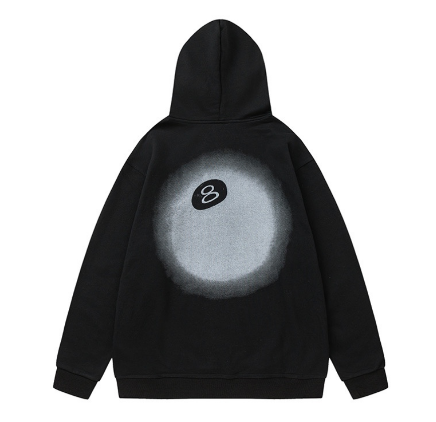 Black Hoodie with 8 Ball Design Graphic Sweatshirt