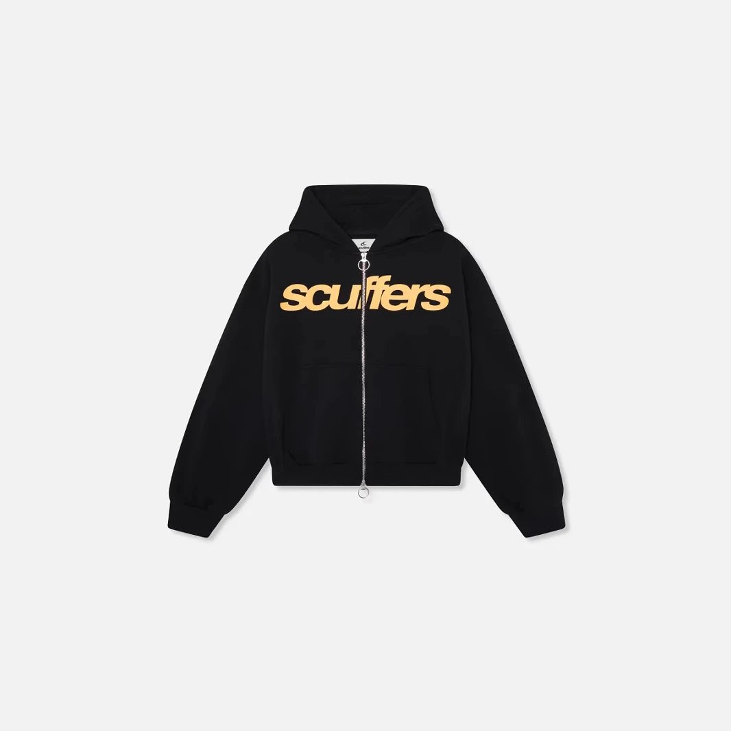 Scuffers Black Zip-Up Hoodie with Gold Logo