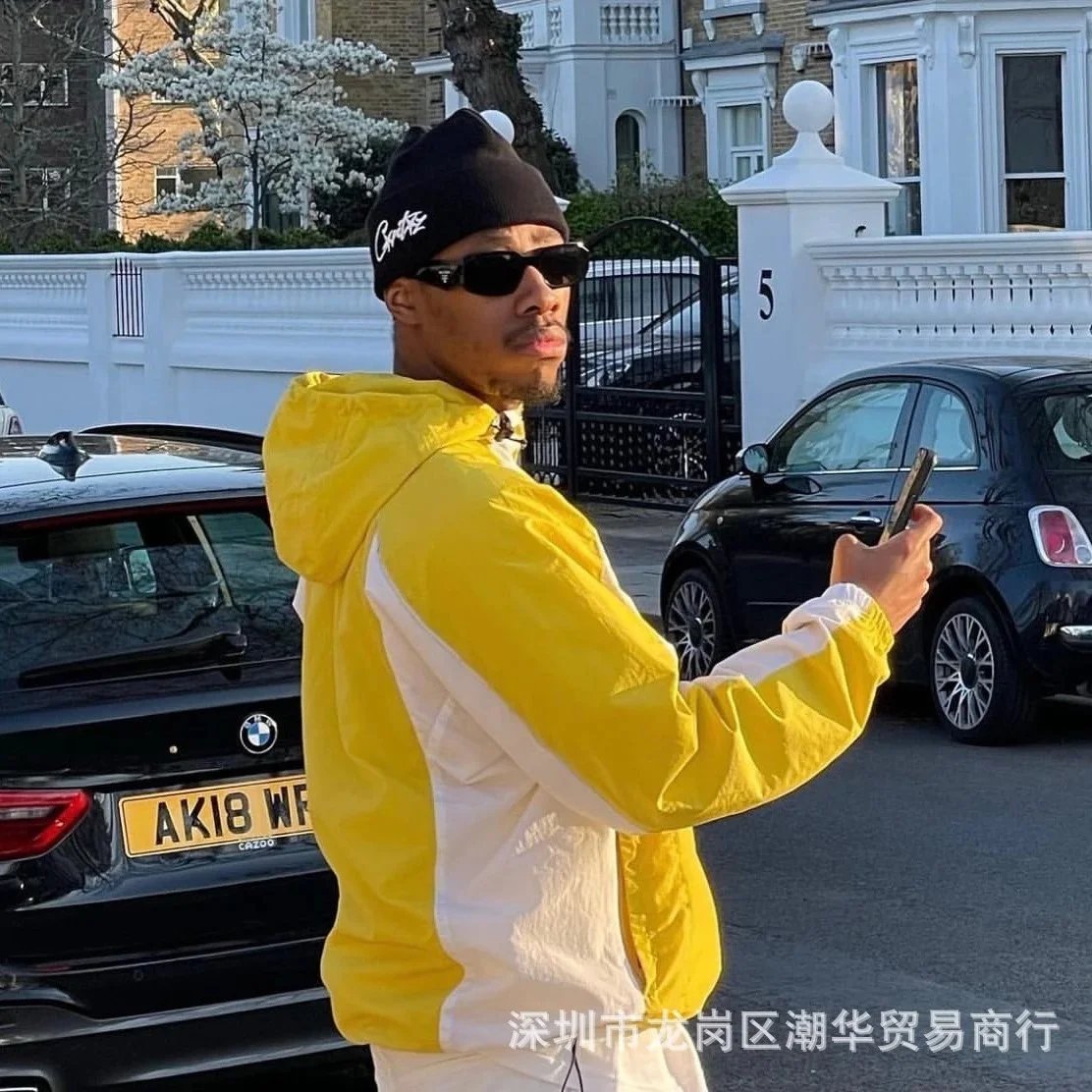 Yellow and White Hooded Jacket for Men Streetwear Fashion