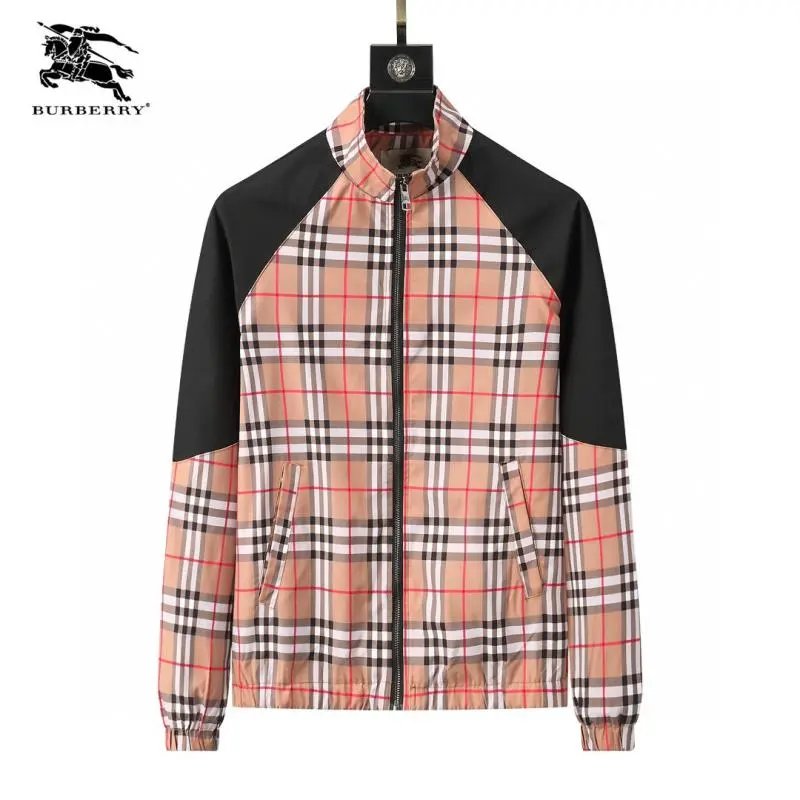 Burberry Check Pattern Zip-Up Jacket Men's Fashion Outerwear