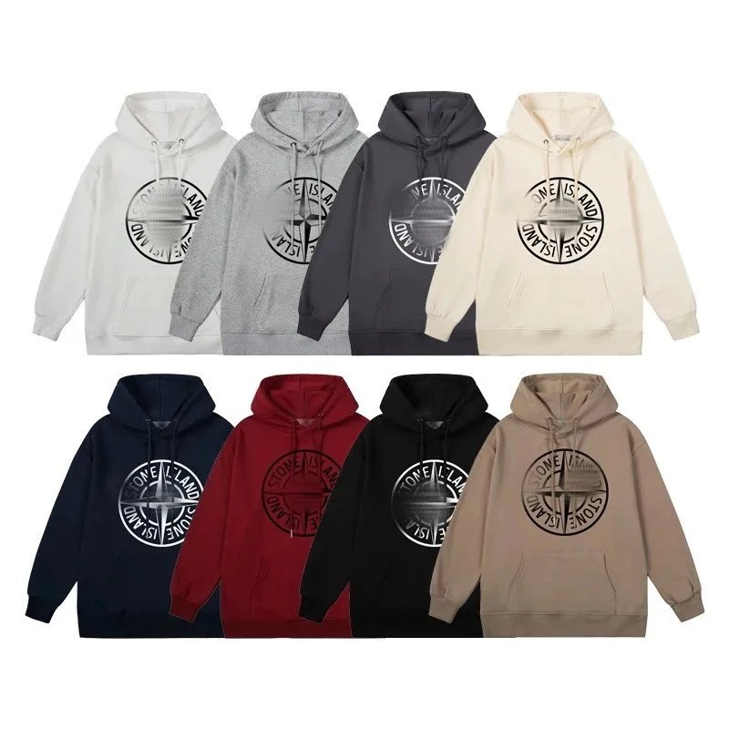 Stone Island Hoodie Sweatshirt Men Women Logo Print Casual Hooded Pullover