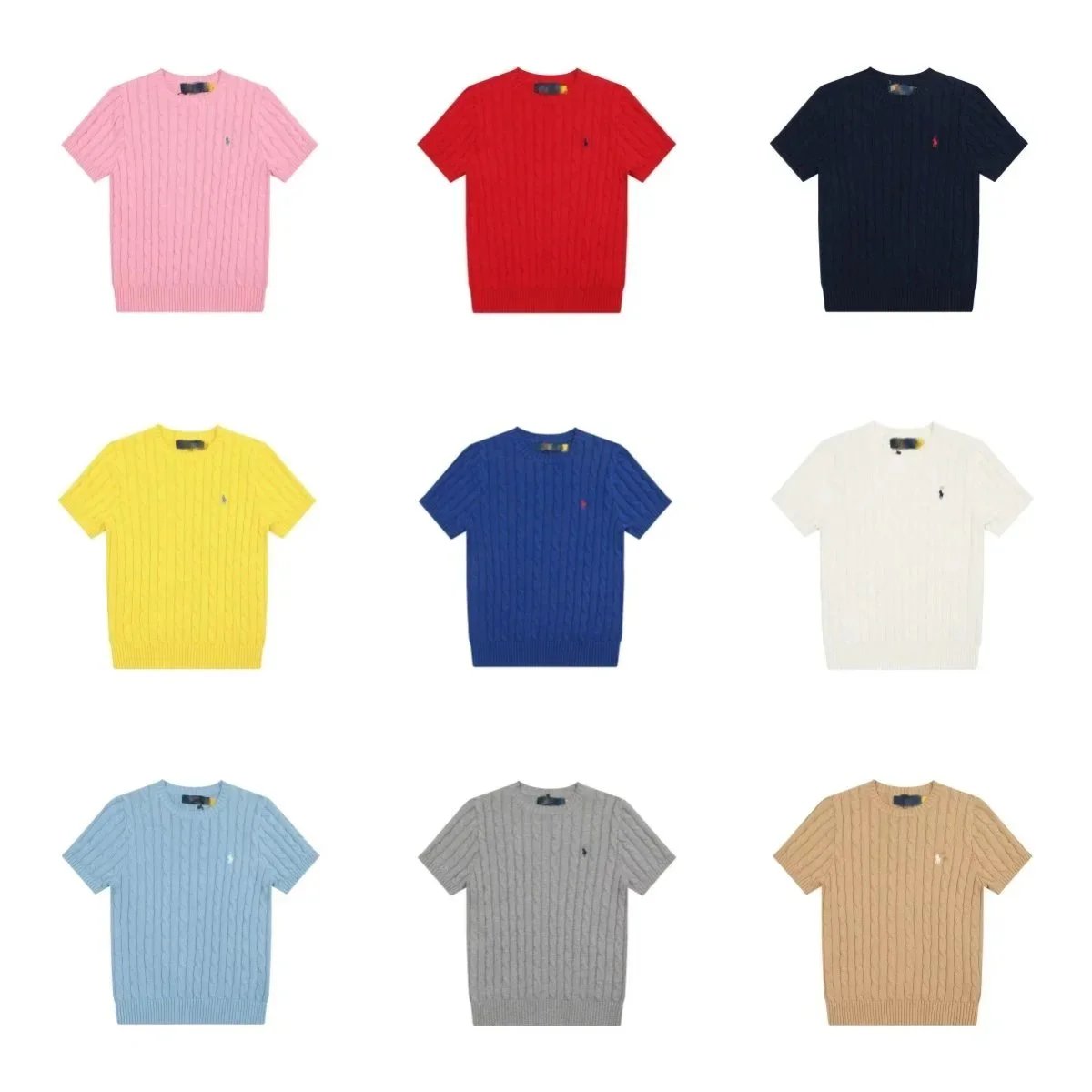 Men's Ribbed Knit T-Shirt Short Sleeve Crew Neck