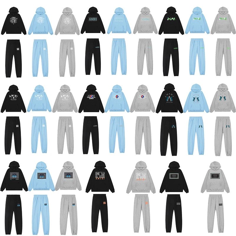 AMIRI Hoodie and Sweatpants Set for Men Women Fashion Streetwear