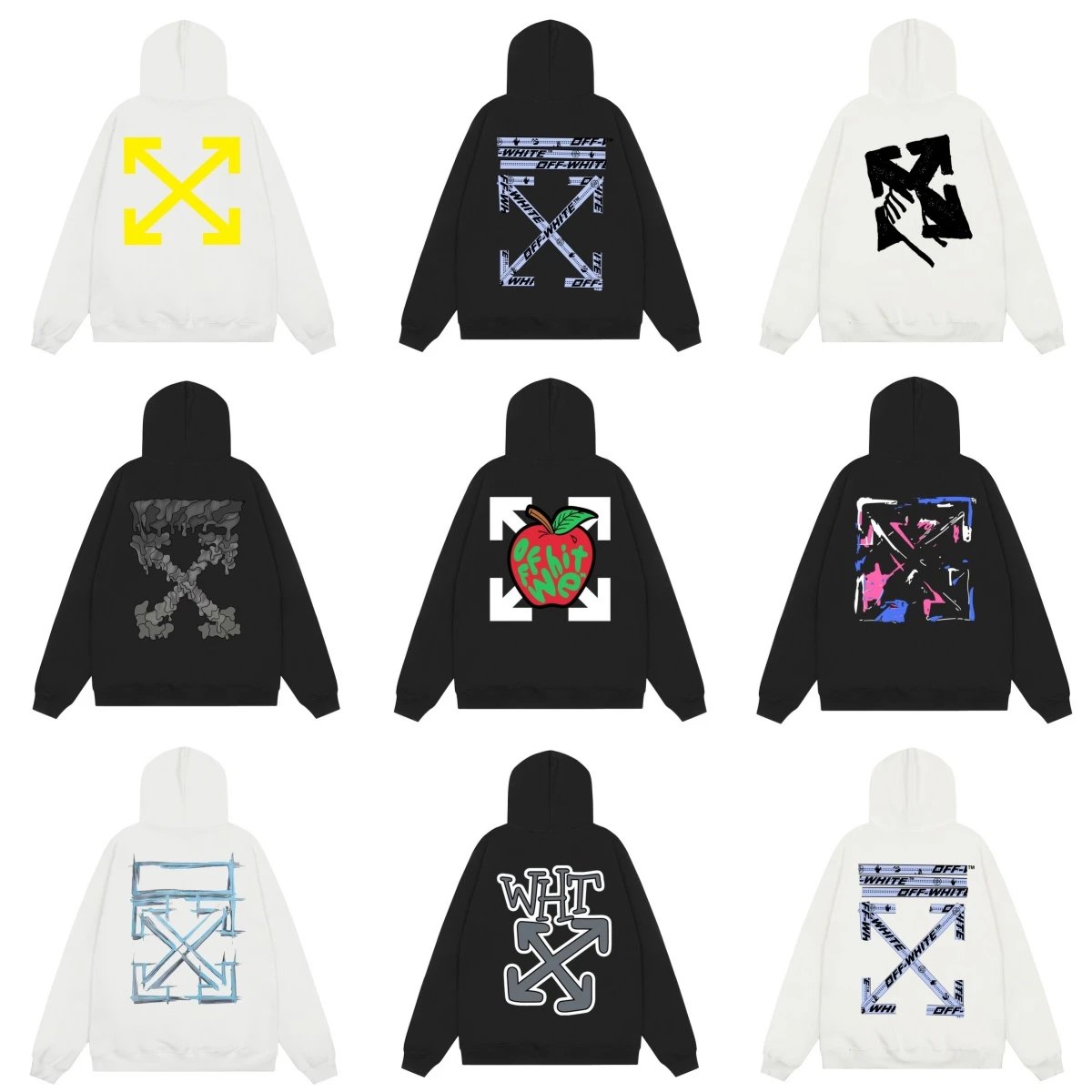 OFF-WHITE Hoodie Collection with Arrow Logo and Graphic Designs