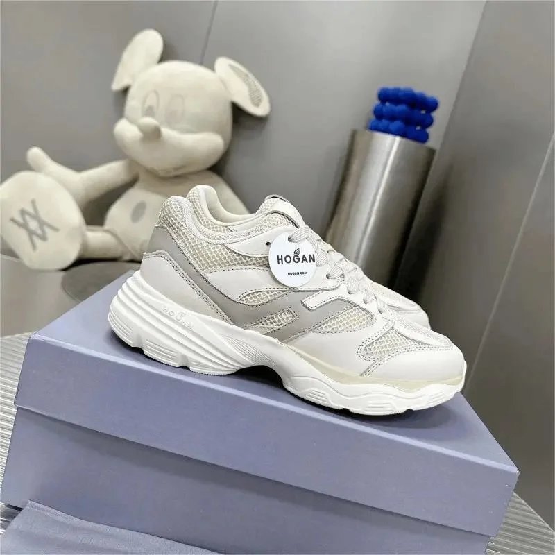 Hogan White Mesh Sneakers with Chunky Sole for Women