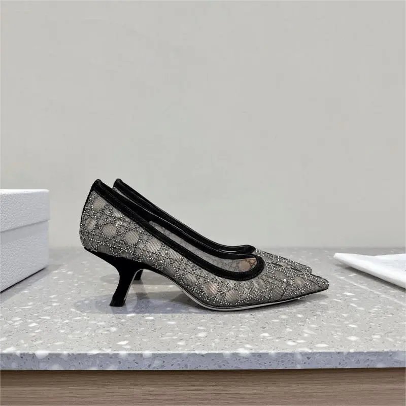 Dior Mesh Embellished Pointed Toe Pumps