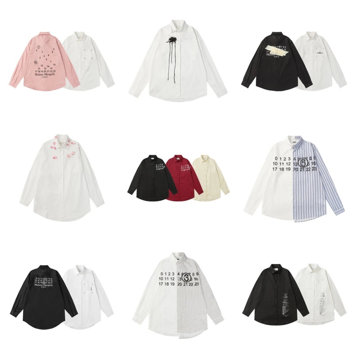 Maison Margiela Printed Long Sleeve Shirts for Men and Women