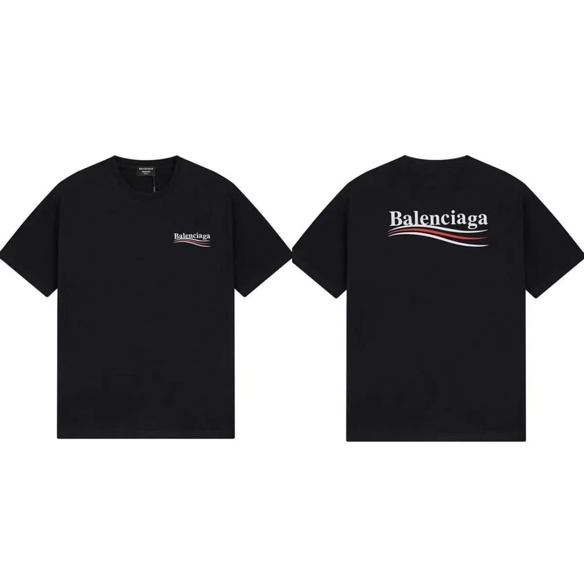 Balenciaga Logo Print Black T-Shirt Men's Fashion