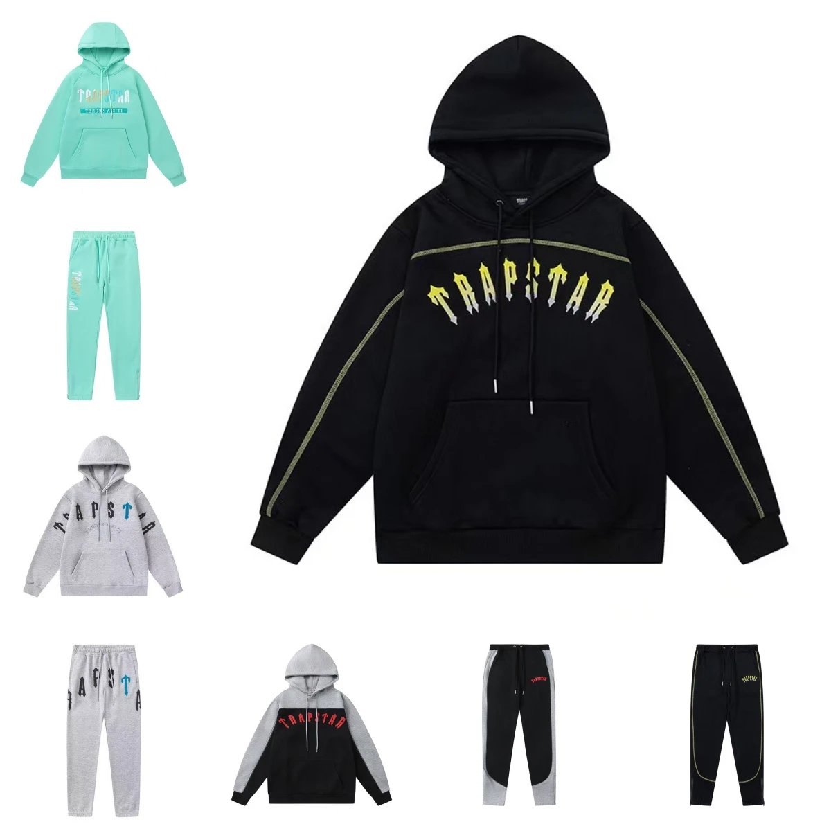 TRAPSTAR Hoodie Sweatshirt Set for Men and Women Casual Streetwear