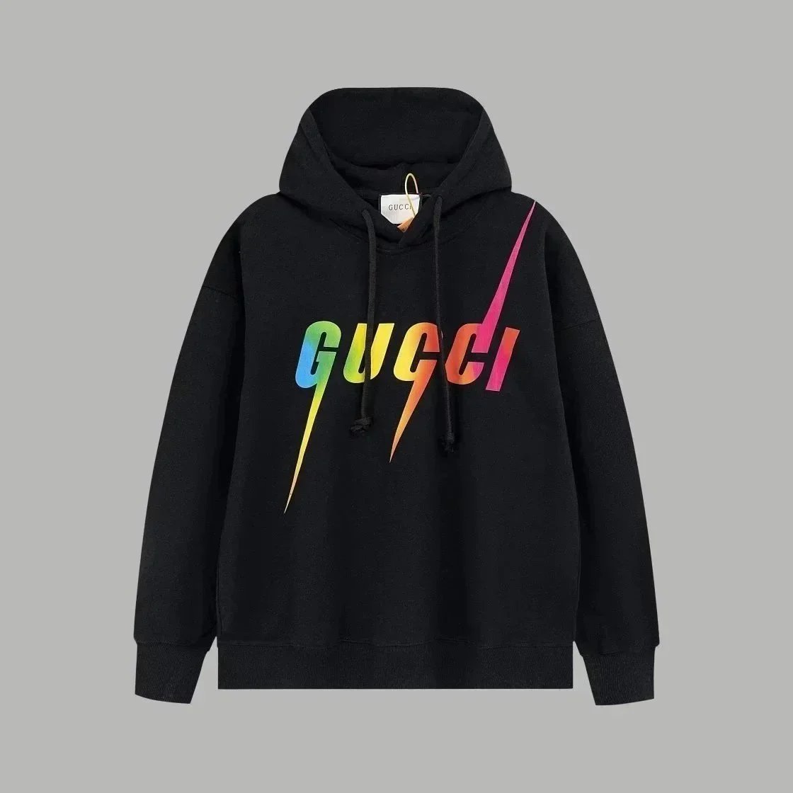 Gucci Rainbow Logo Hoodie Black Sweatshirt