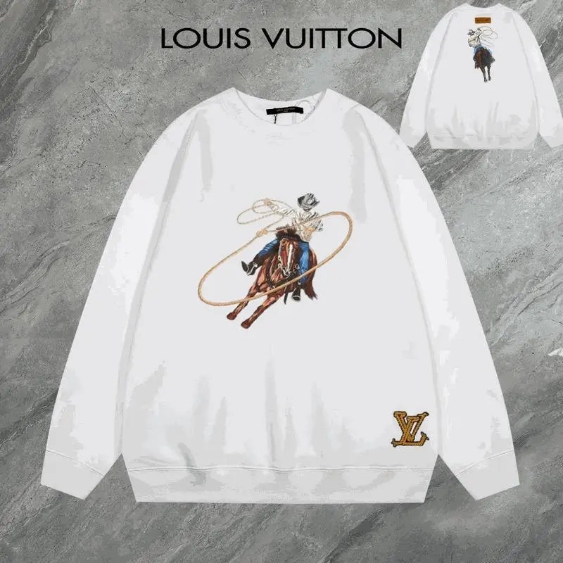 Louis Vuitton White Sweatshirt with Cowboy Riding Horse Print