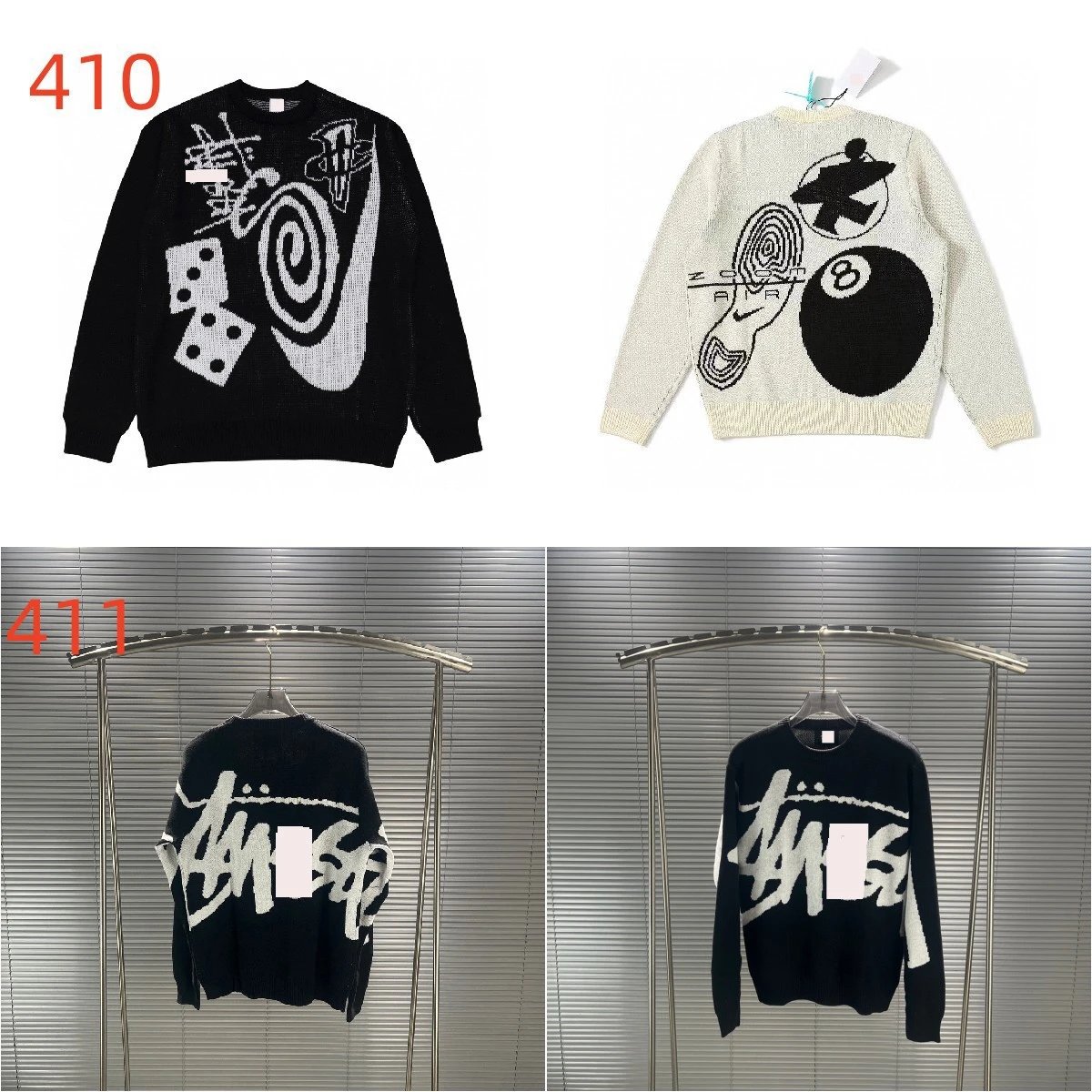 Z CREAM Knit Sweater with Graphic Design and 8 Ball Pattern