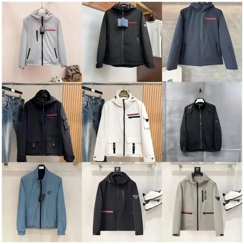 Men's PRADA Hooded Windbreaker Jacket Lightweight Water Resistant Outdoor Coat