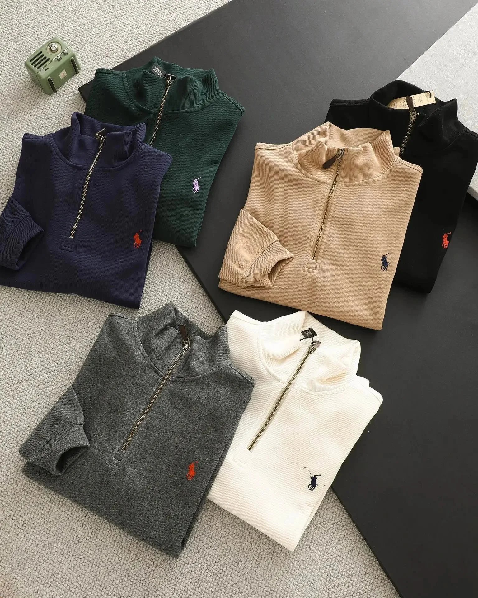 Half-Zip Knit Sweaters for Men - Classic Polo Logo Design