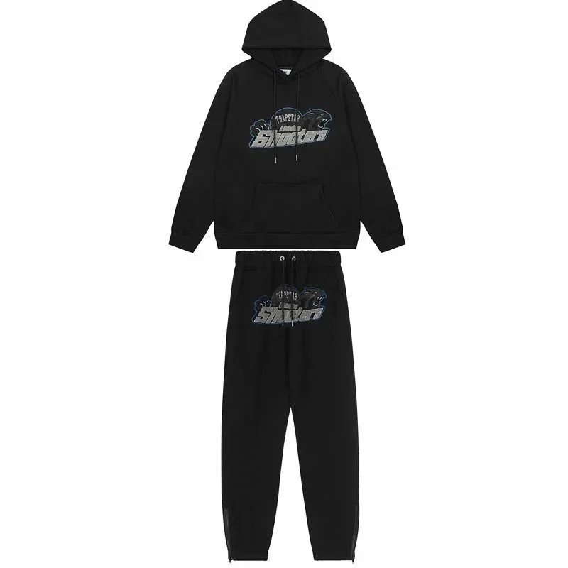 Black Hoodie and Pants Set with Shooter Logo Design