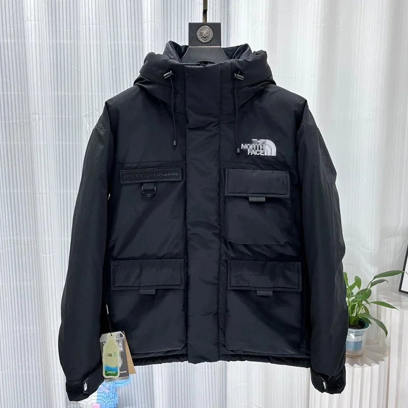 The North Face Black Hooded Winter Jacket with Multiple Pockets