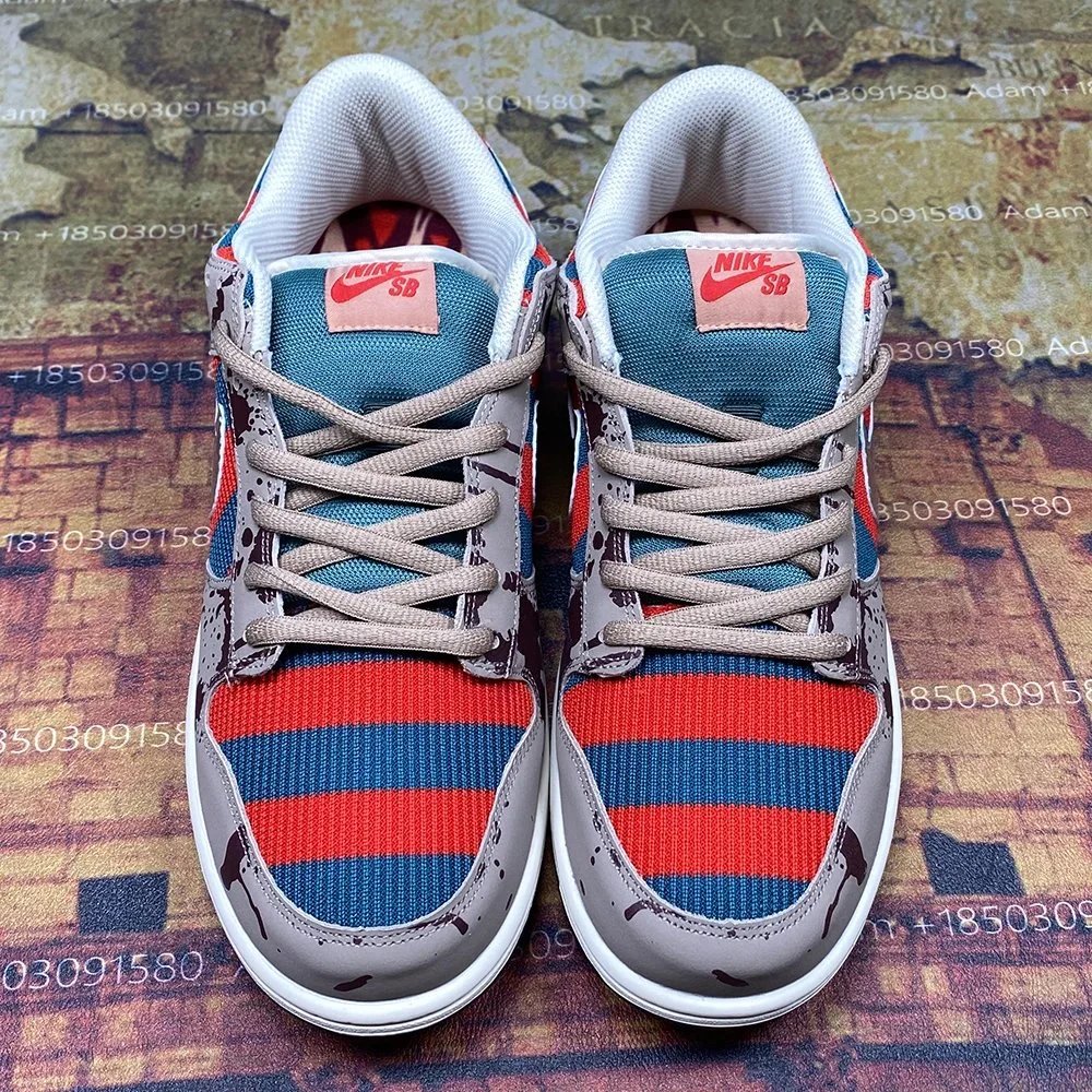 Nike SB Dunk Low Pro QS Red Blue Stripes Skate Shoes
