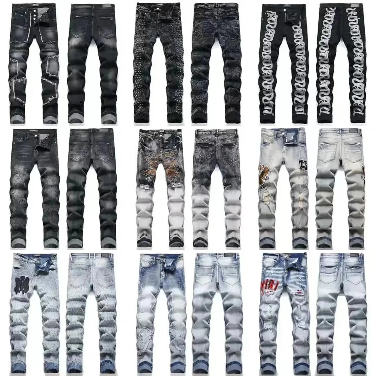 Men's Fashion Denim Jeans Slim Fit Ripped Distressed Pants