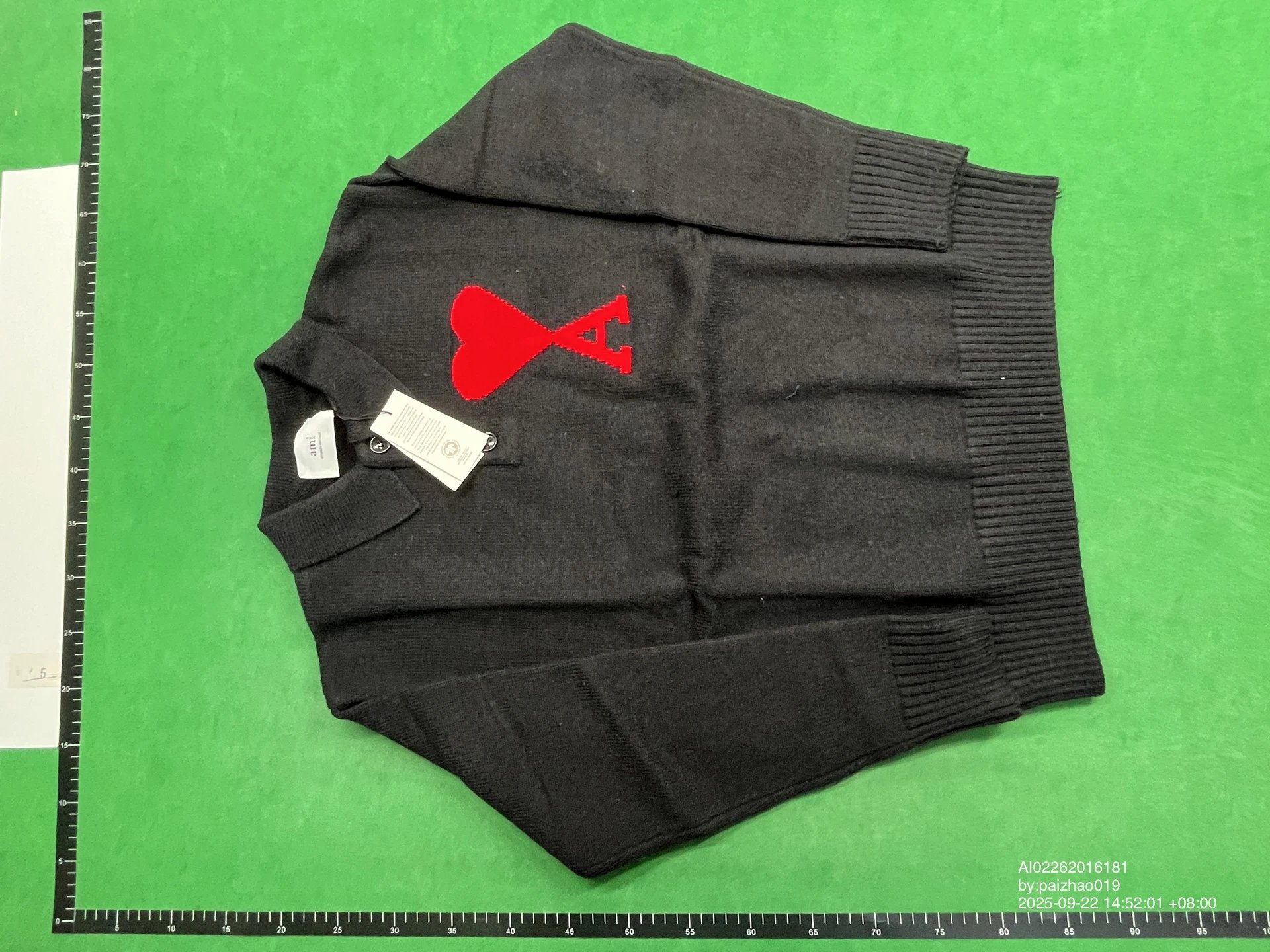 AX Armani Exchange Black Knit Sweater with Red Heart Logo