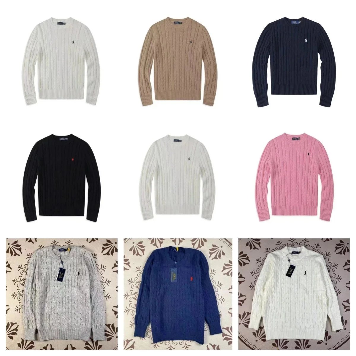 Men's Cable Knit Sweater Crewneck Wool Blend