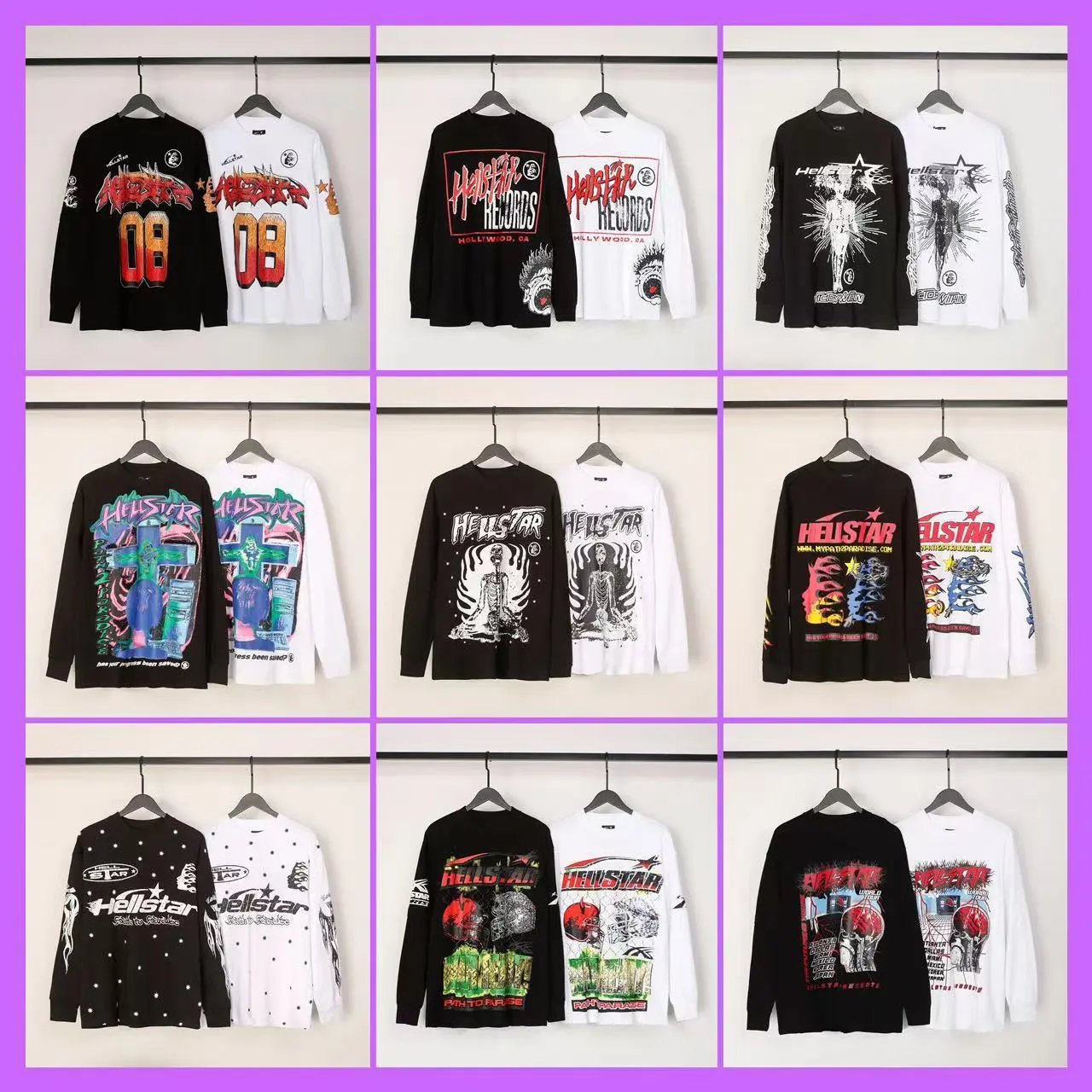 Hellstar Long Sleeve T-Shirts Graphic Tees for Men Women