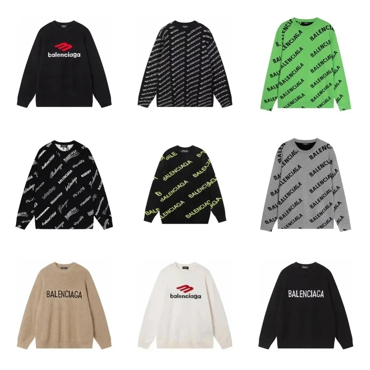Balenciaga Logo Print Sweaters for Men and Women