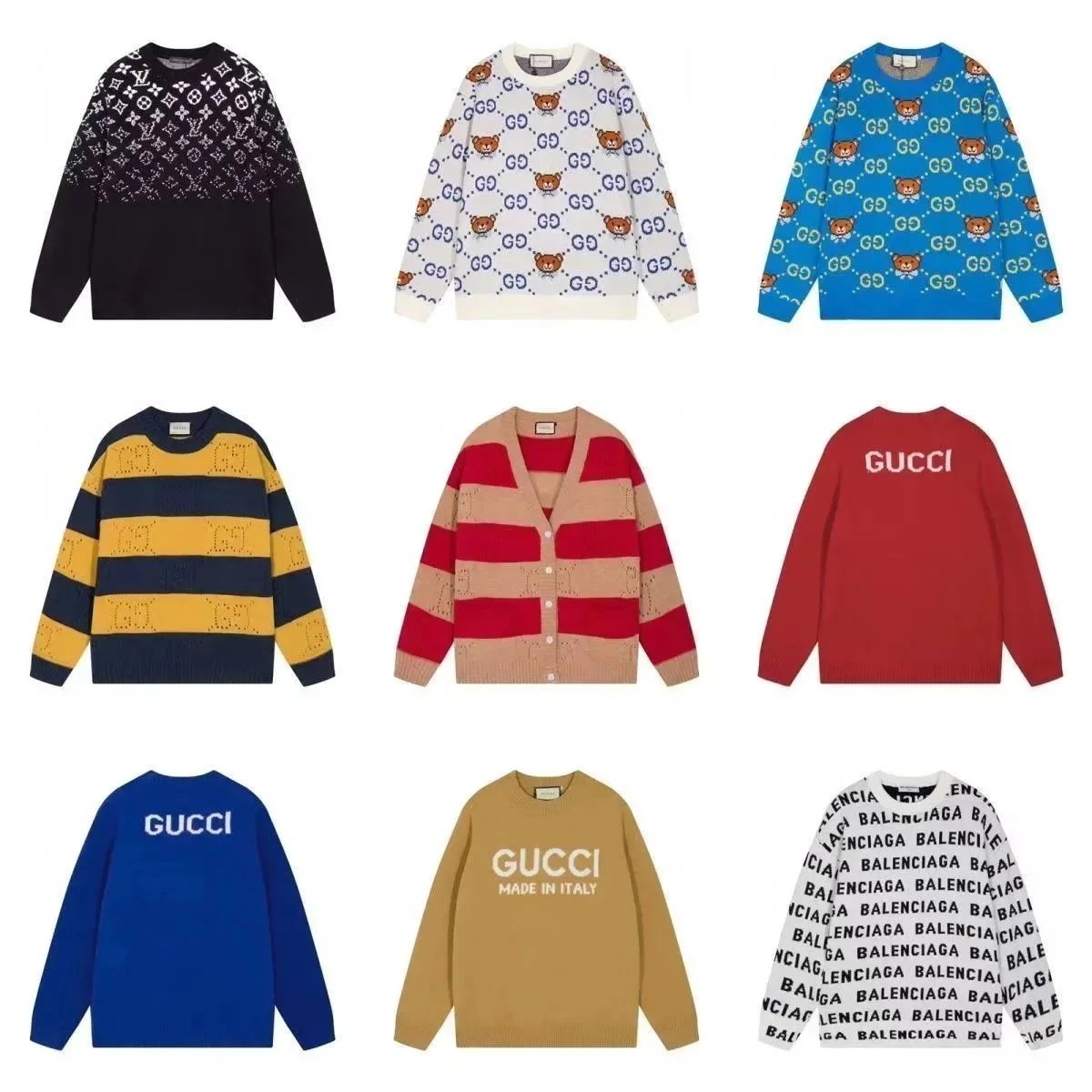 Gucci Knit Sweaters with Logo and Pattern Designs