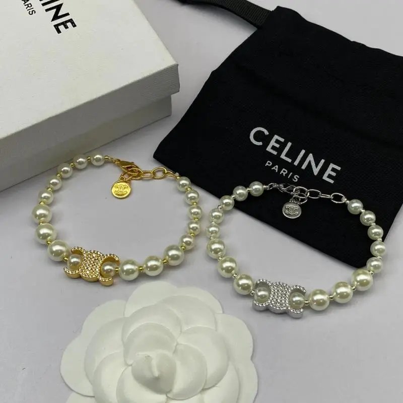 Celine Pearl Bracelets with Gold and Silver Clasp