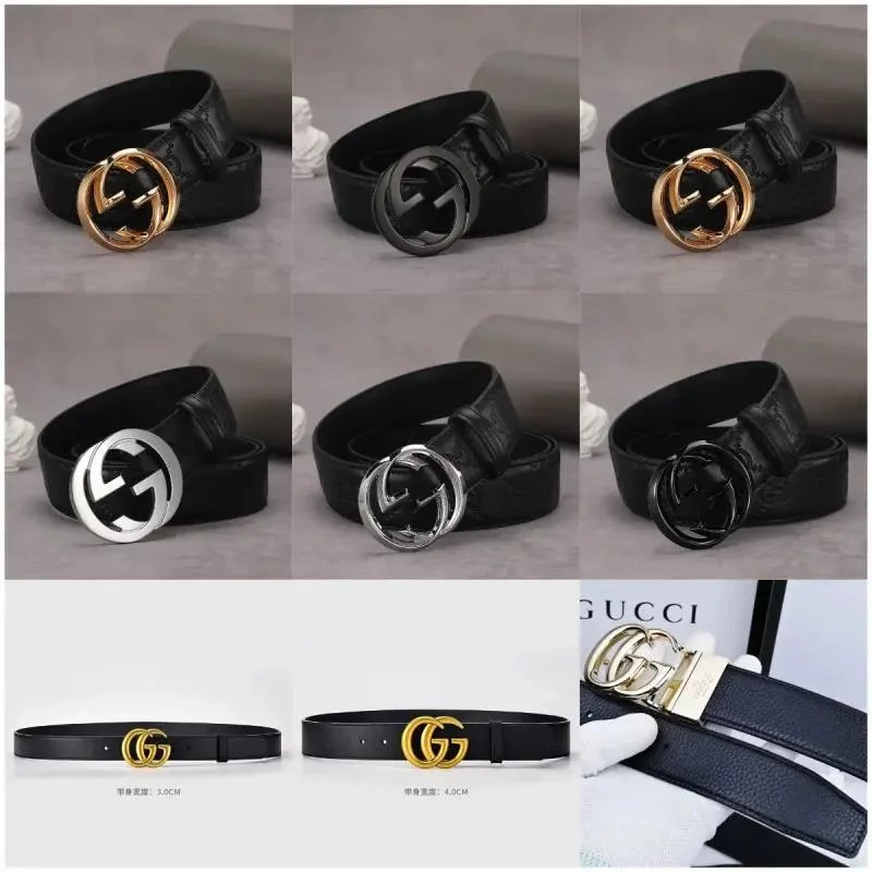 Gucci Leather Belt with Double G Buckle Black Men Women Fashion Accessory