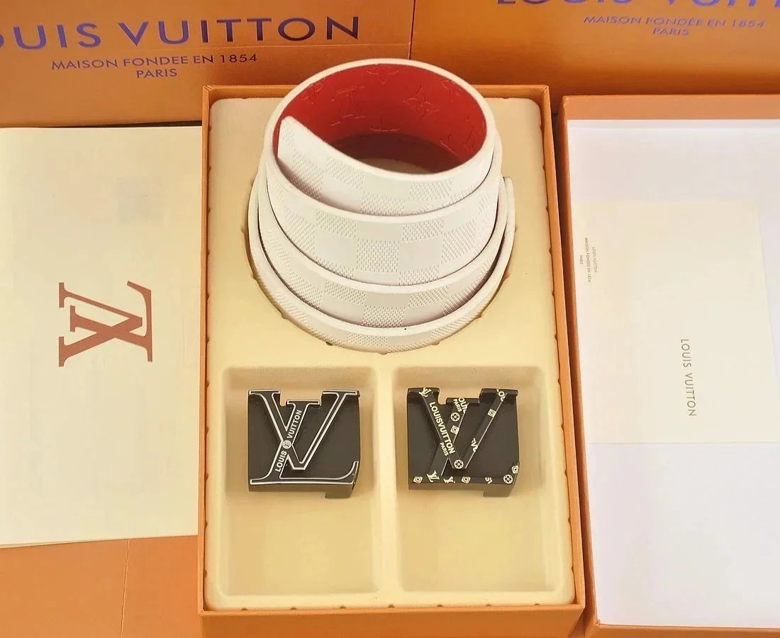 Louis Vuitton White Monogram Canvas Bracelet with LV Buckles
