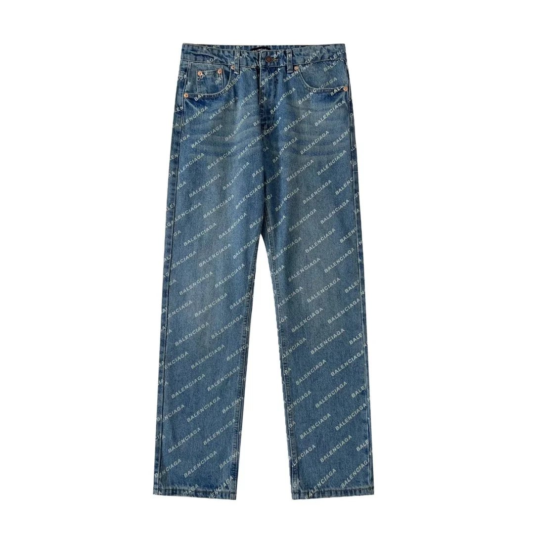 Balenciaga Logo Print Denim Jeans for Men