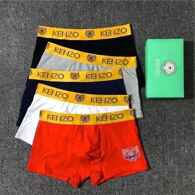 KENZO Men's Boxer Briefs Set with Tiger Logo and Elastic Waistband