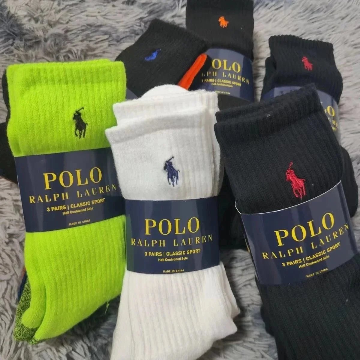 Polo Ralph Lauren Classic Sport Socks 3 Pairs Pack Half Cushioned Sole
