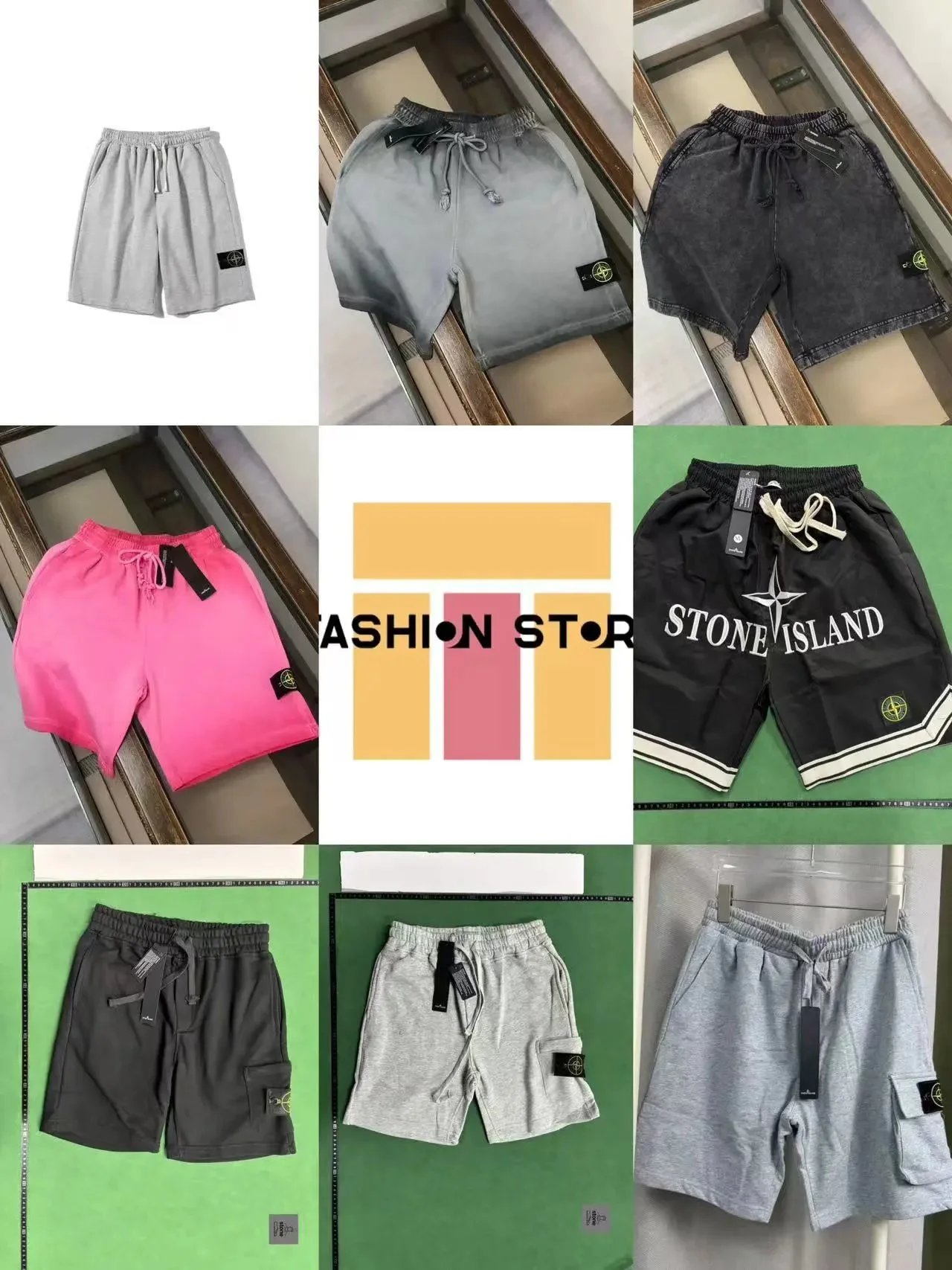Stone Island Men's Cotton Shorts with Logo and Drawstring Waist