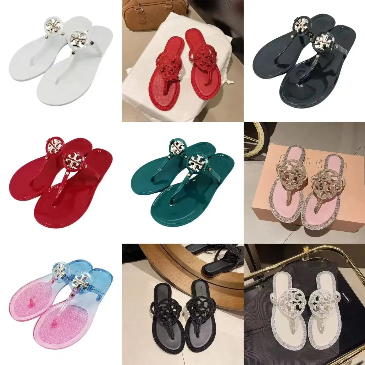 Tory Burch Logo T-Strap Jelly Sandals Women's Summer Flip Flops
