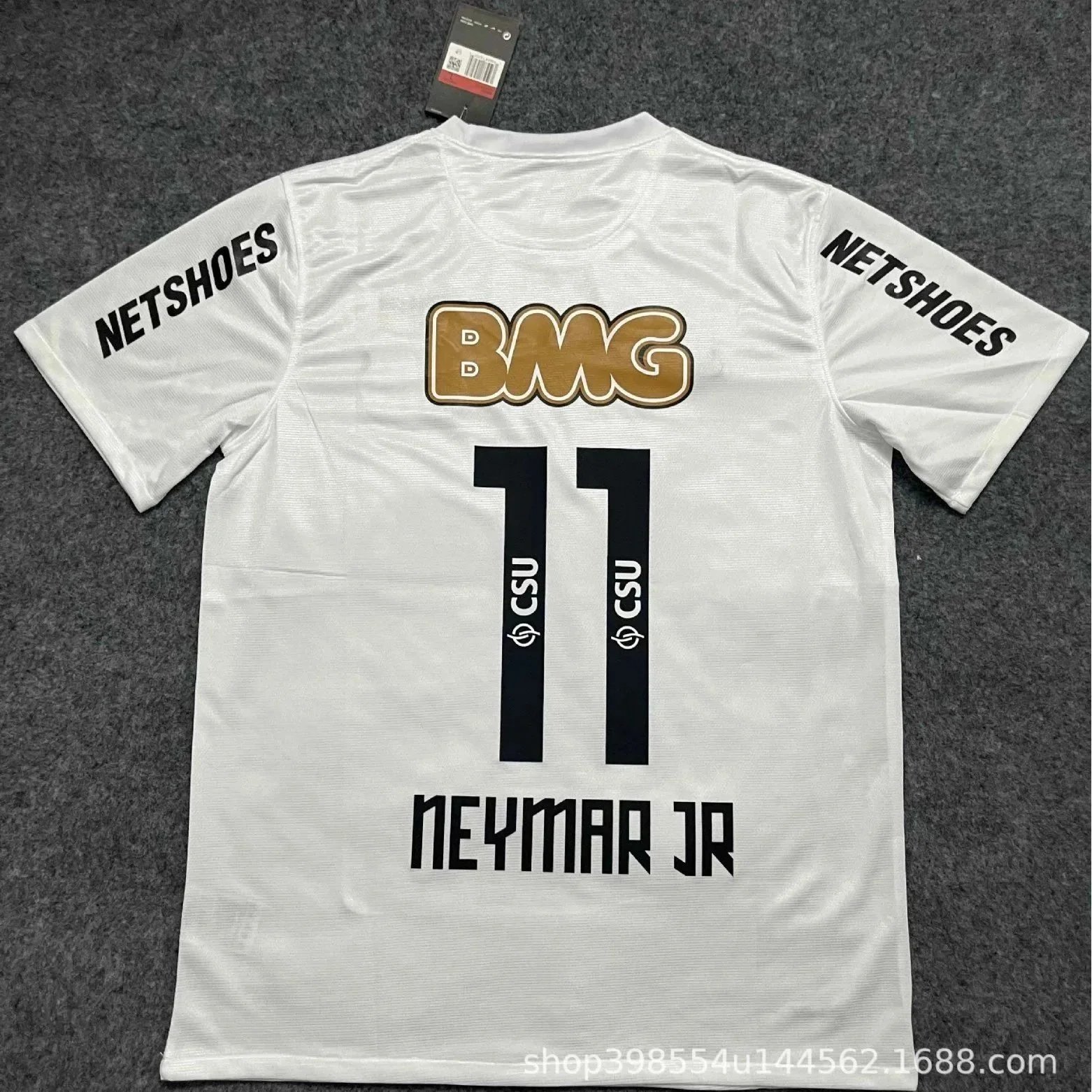 Neymar Jr 11 White Soccer Jersey BMG Sponsorship Football Shirt