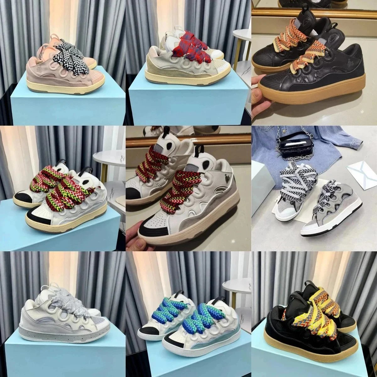 Fashion Chunky Sneakers with Colorful Laces for Women and Men