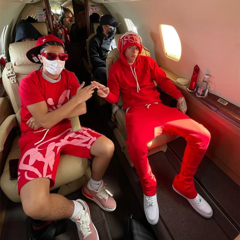 Red Nike Air Force 1 Sneakers Men's Fashion Streetwear
