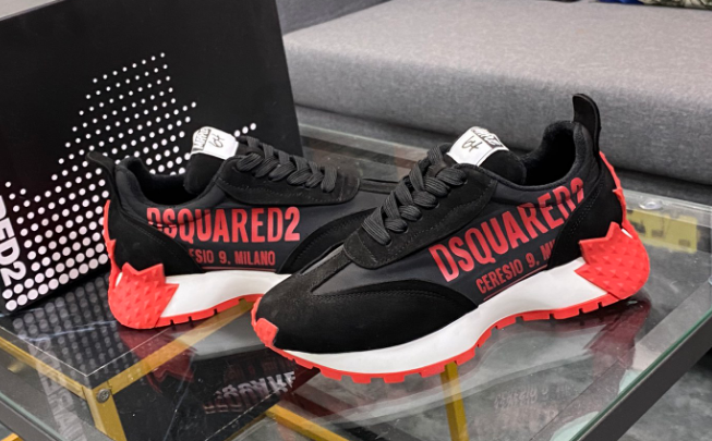 DSQUARED2 Black and Red Sneakers with Bold Logo Design