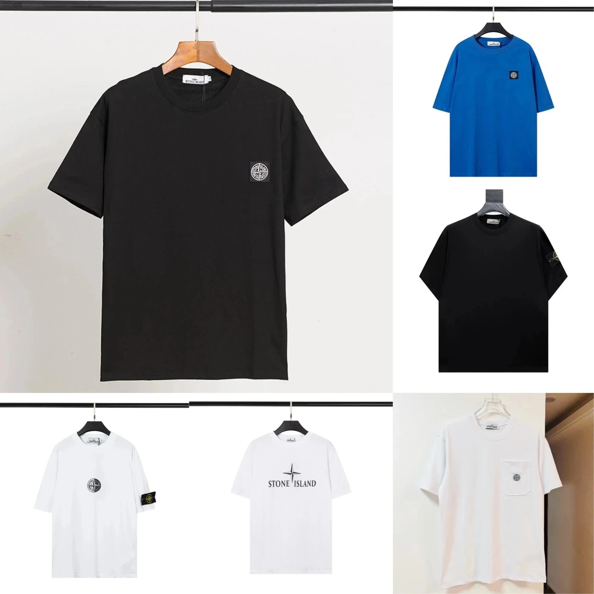 Stone Island T-Shirt Men's Cotton Logo Tee Basic Casual Top