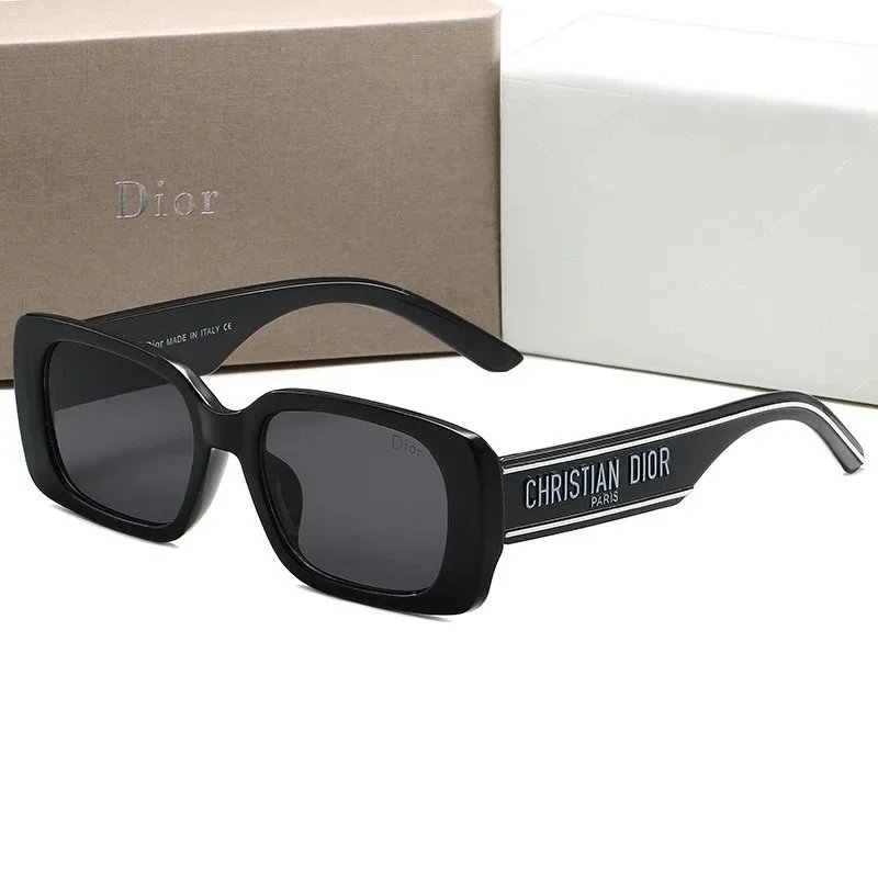 Christian Dior Black Square Sunglasses with Logo Arms