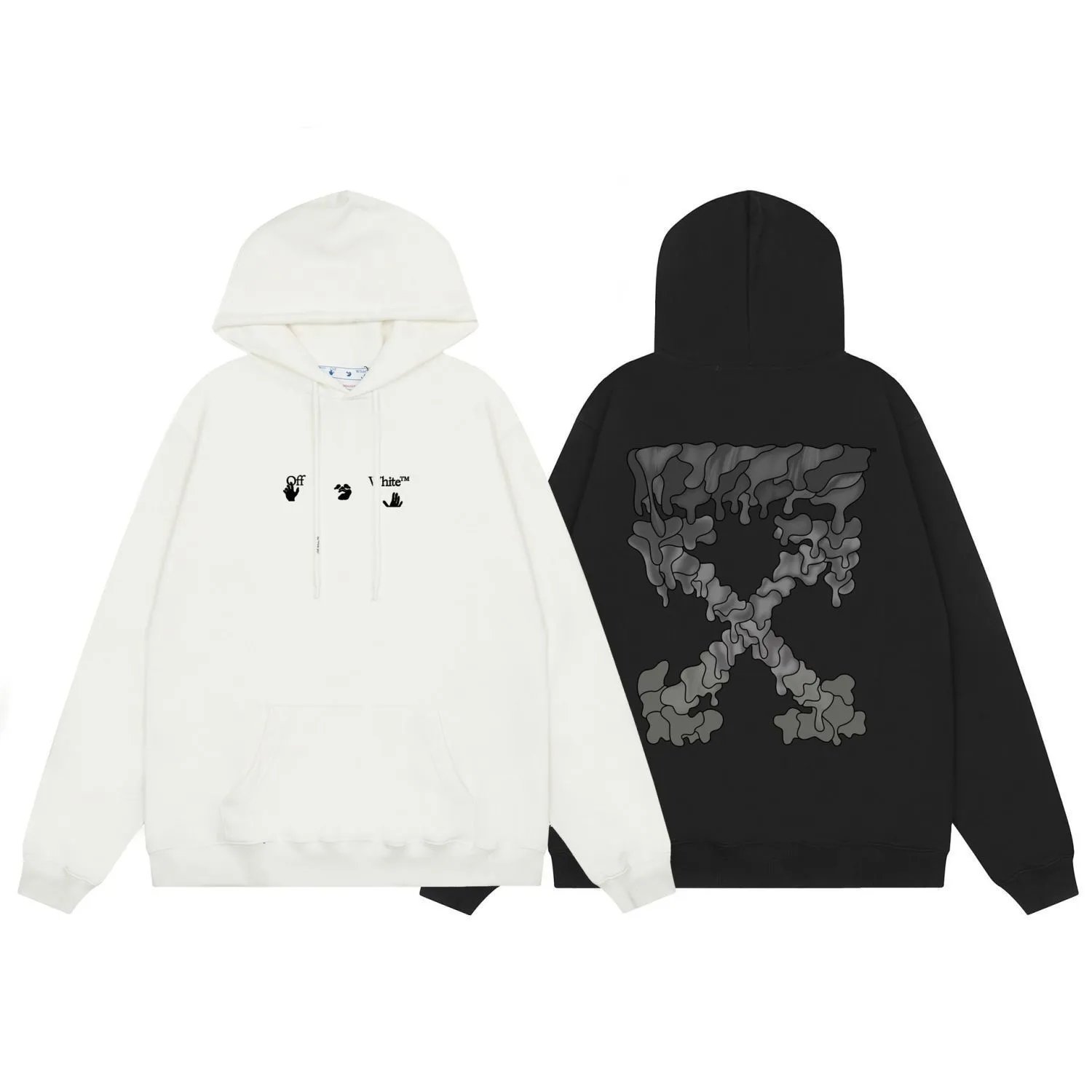 Off-White Hoodie with Logo and Dripping X Design