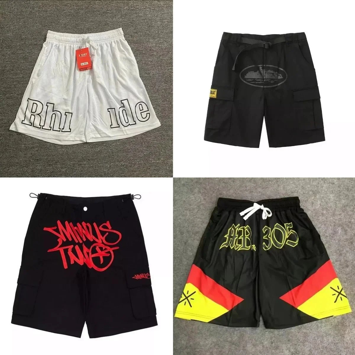Rh1de Brand Cargo Shorts Men's Streetwear Fashion Sportswear