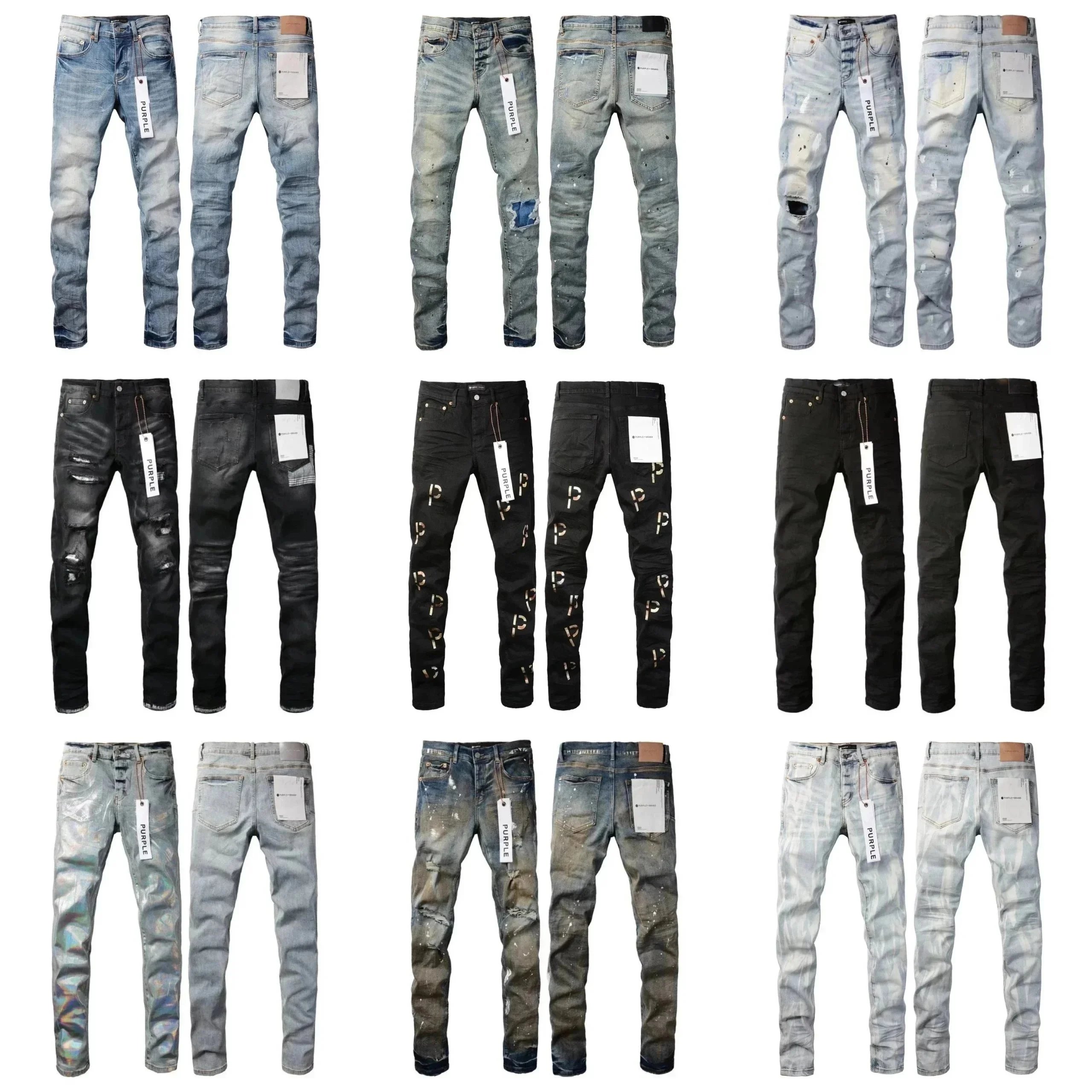 Men's Fashion Denim Jeans Slim Fit Distressed Ripped Style
