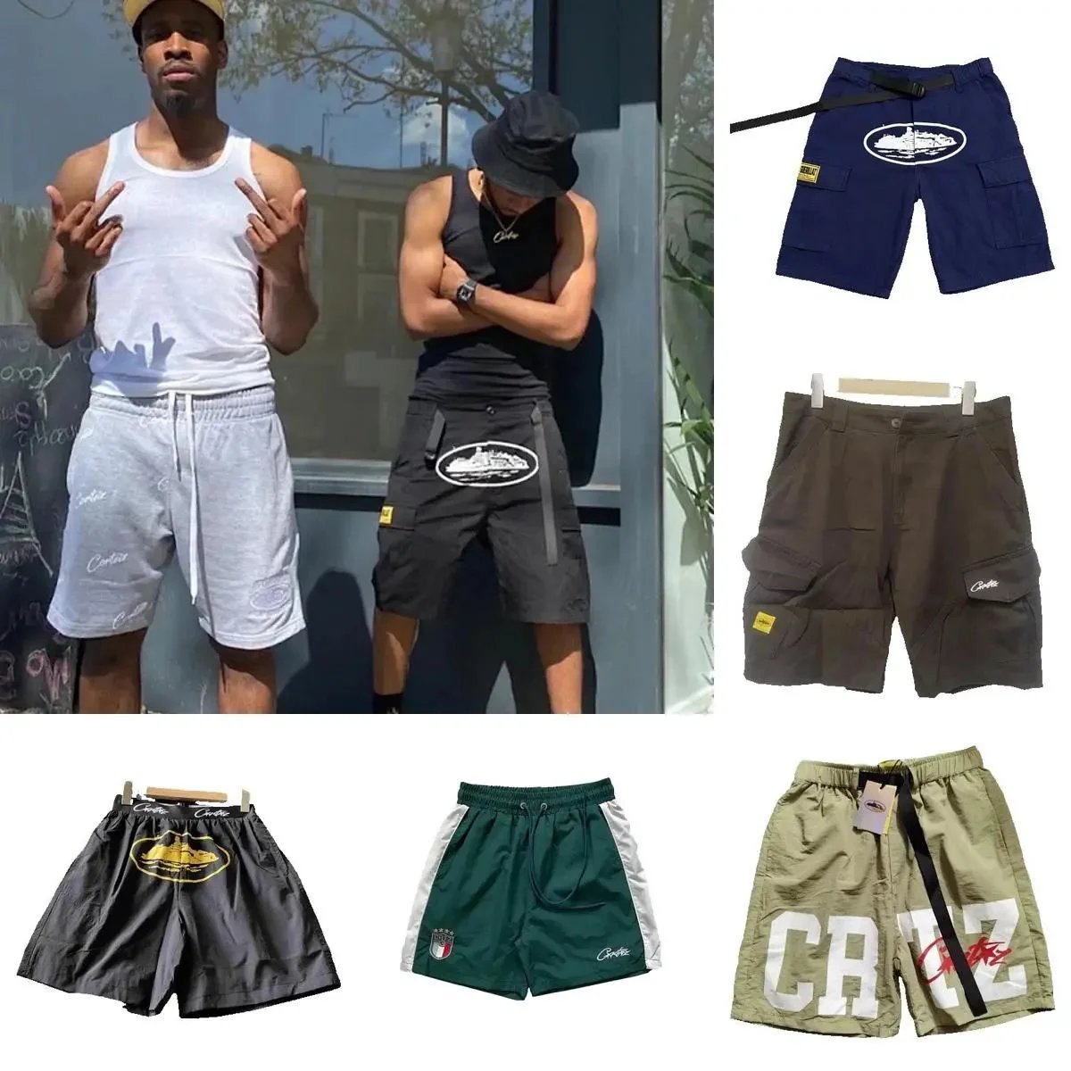 Crate Cargo Shorts Men's Streetwear Fashion Summer Casual Pants