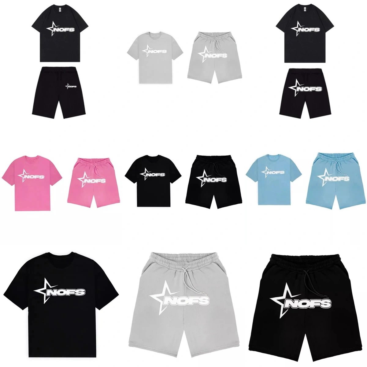 NOFS Star Logo T-Shirt and Shorts Set for Men Women